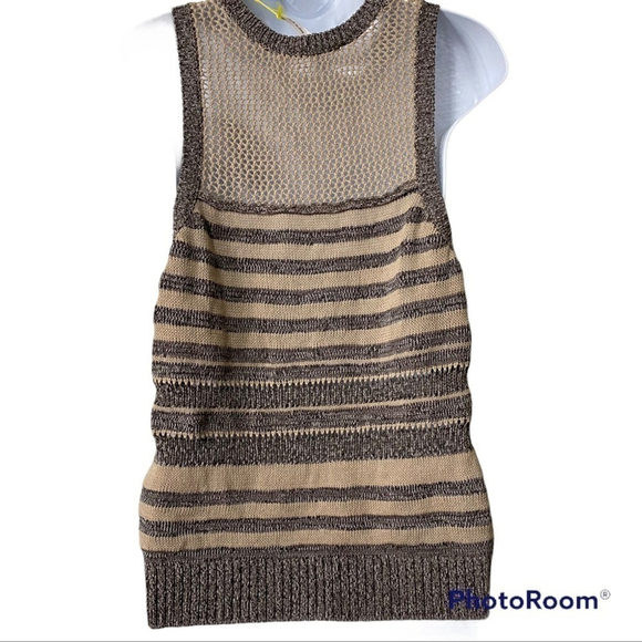 Bcbgeneration sleeveless sweater striped NWT size xs tan gray taupe - Picture 2 of 8